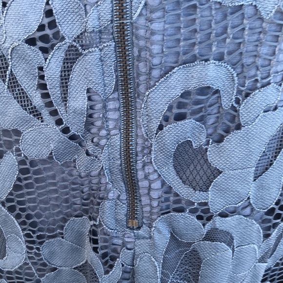 Beautiful Blue Lace Dress by Tart, with faux black Leather & Zipper on the back - Picture 7 of 15